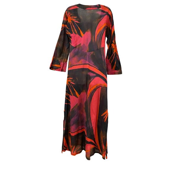 Louisa Ballou Tropical Print Maxi Dress 100% Cotton Size Medium Retail $1215 - Picture 4 of 14